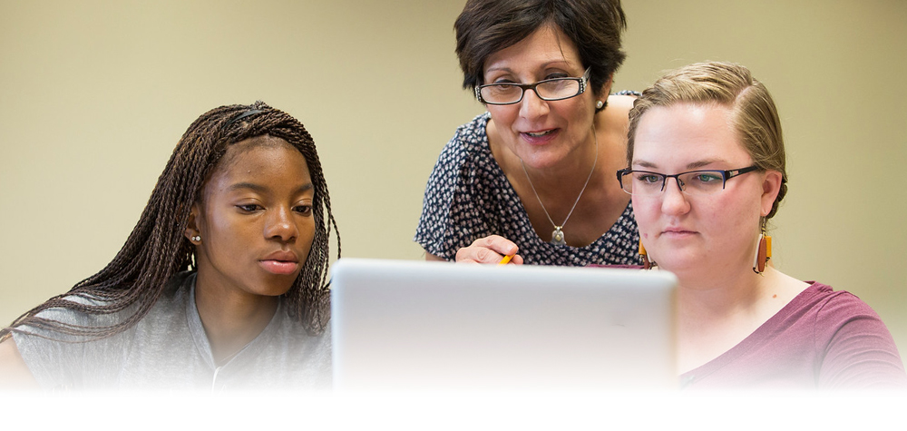 women looking at laptop computer